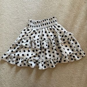 Altard state black and white polka dot tiered mini skirt